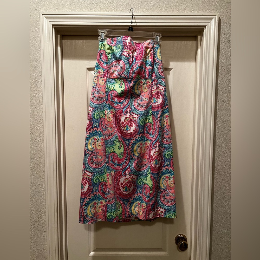 Multicolored Floral Strapless Dress  Island Time Size 14 (XL)